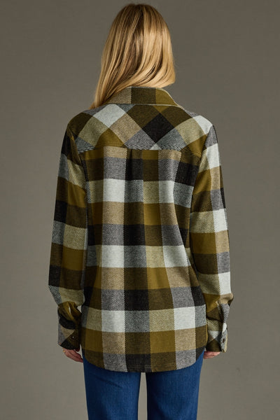 Olive & Black Plaid Top