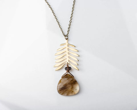 Rutilated Agate Leaf Necklace