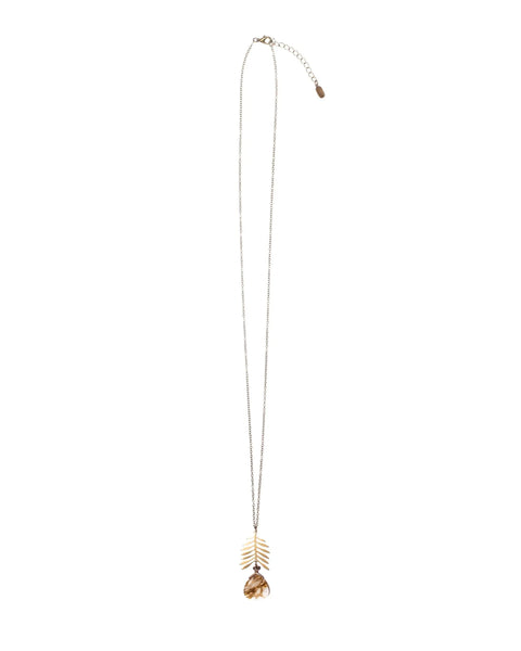 Rutilated Agate Leaf Necklace