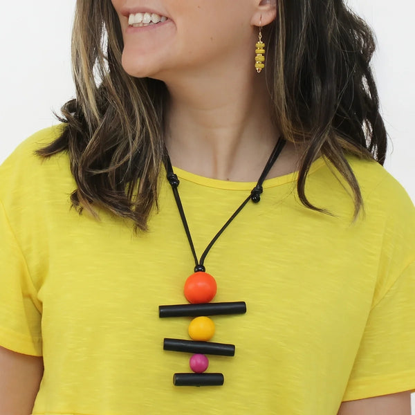 Orange Linear Layers Necklace