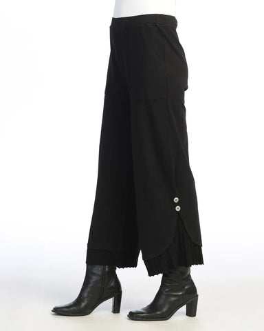Button Accent Pants - Jet