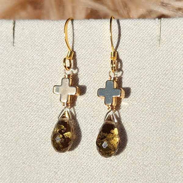 Gold Foil Smoky Earrings