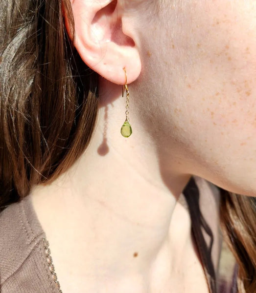 Peridot Gold Chain Earrings