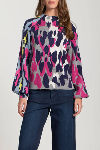 Navy Multi Funnel Neck Sweater