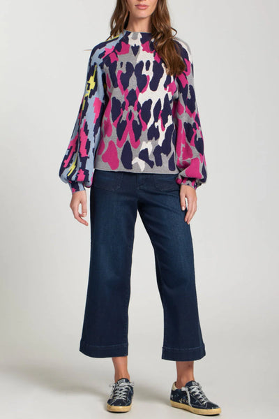 Navy Multi Funnel Neck Sweater