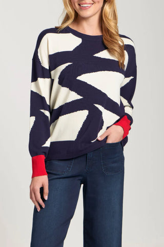 Graphic Pullover-Contrast Cuff