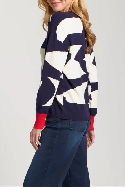 Graphic Pullover-Contrast Cuff