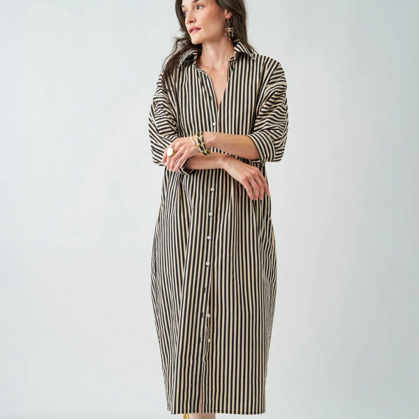 Colette Shirtdress Black/Cream