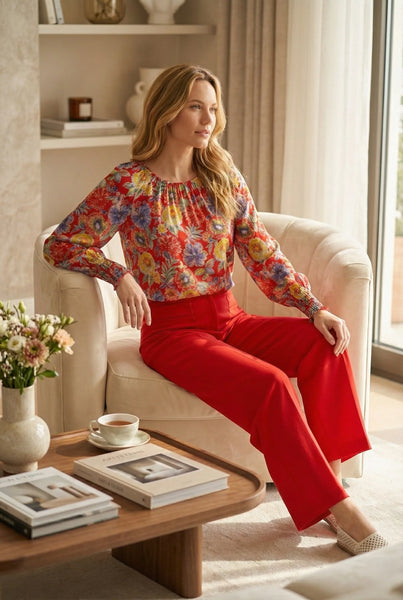 Red Floral Top