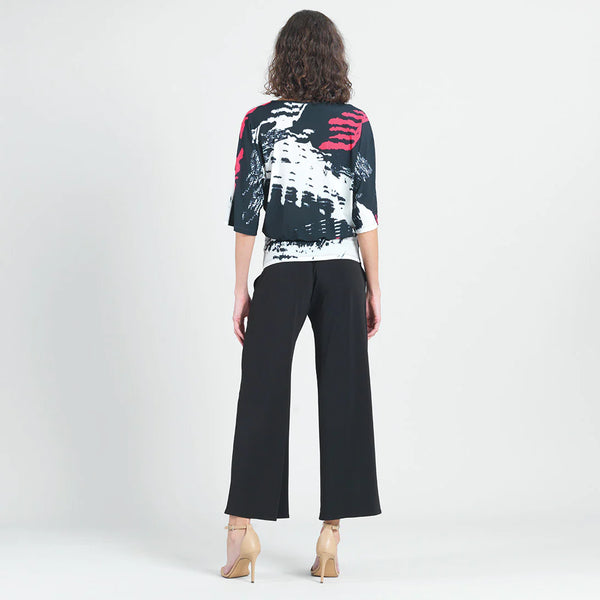 Black Pink Side Tie Top