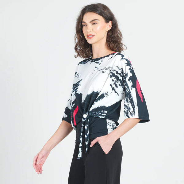 Black Pink Side Tie Top