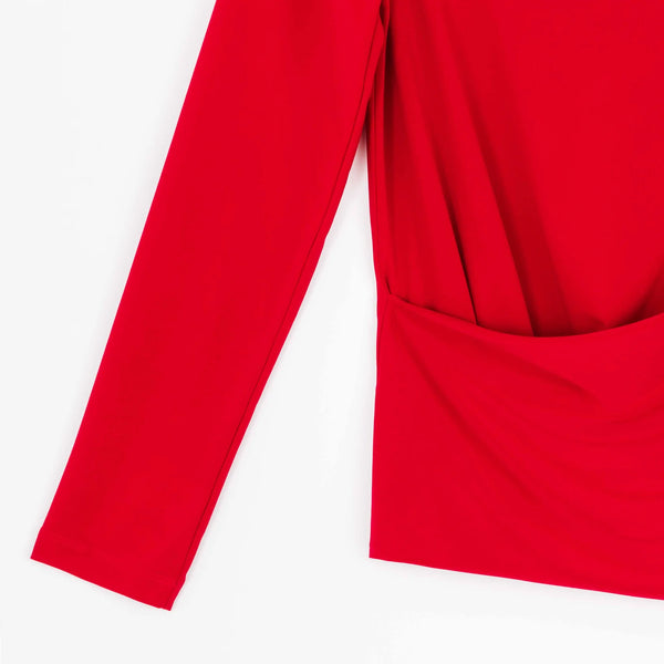 Red Drape Neck Top