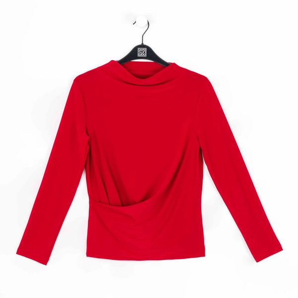 Red Drape Neck Top