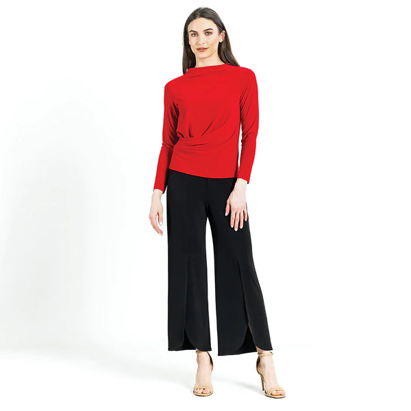 Red Drape Neck Top