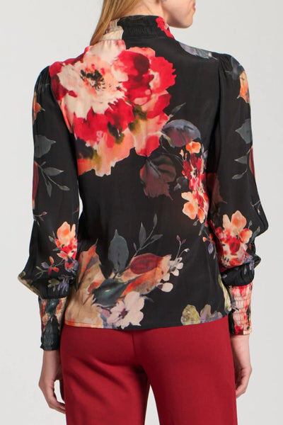 Black/Red Puff Sleeve Top