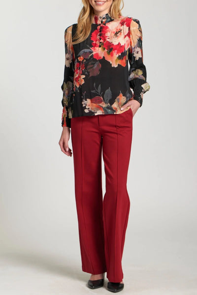 Black/Red Puff Sleeve Top