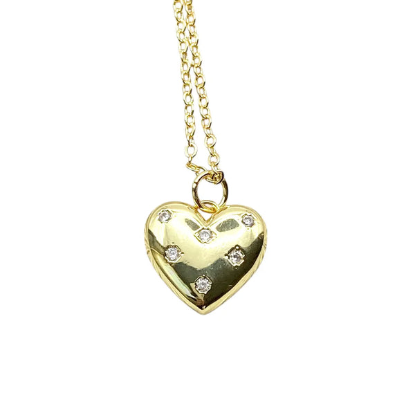 Gold Crystal Heart Necklace