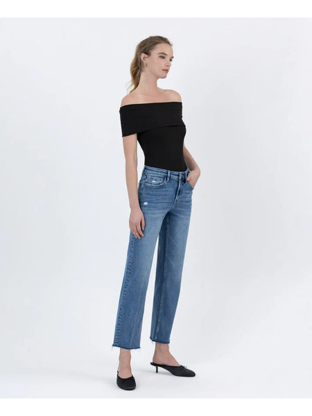 High Rise Straight Ankle Jeans
