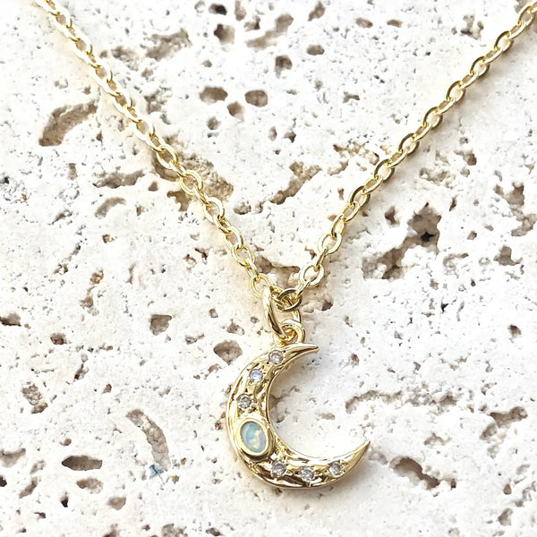 Opal Moon Necklace