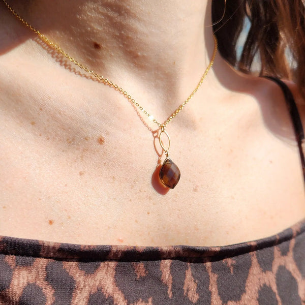 Smoky Quartz Gold Necklace