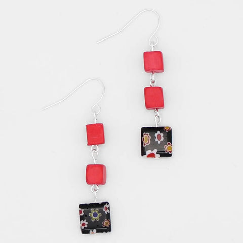 Whimsical Red/Black Earrings