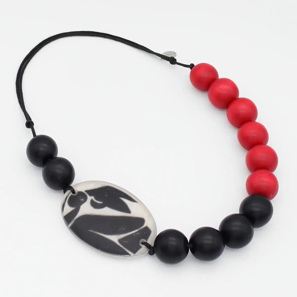 Black/Red Medallion Necklace