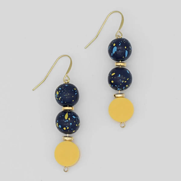 Yellow & Blue Speckled Earrings