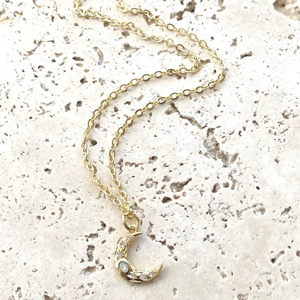 Opal Moon Necklace
