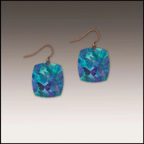 Blue Butterfly Square Earrings