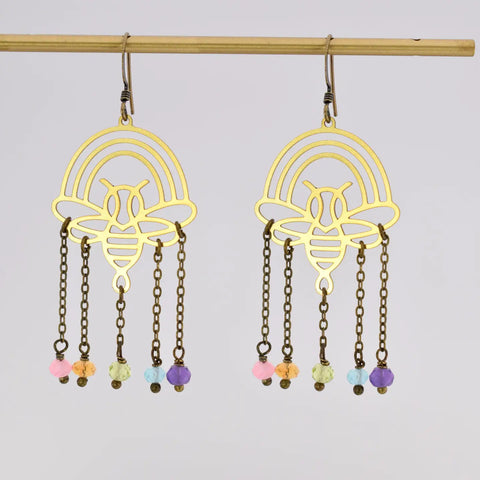 Rainbow Bee Earrings