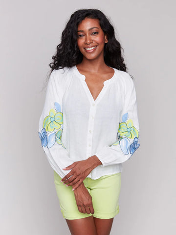 Raglan LS Embroidered Blouse