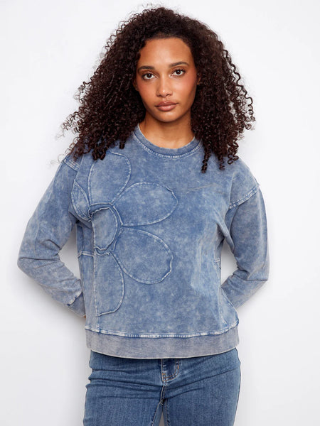 Denim Flower Applique Top