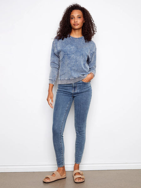 Denim Flower Applique Top
