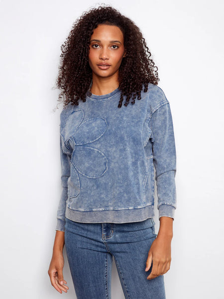 Denim Flower Applique Top
