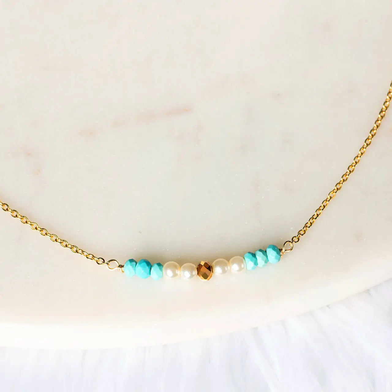 Pearl Turquoise Arc Necklace