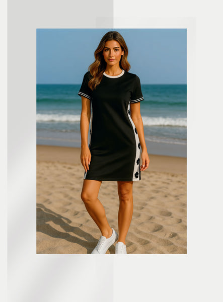 Black & Cream Flower Dress