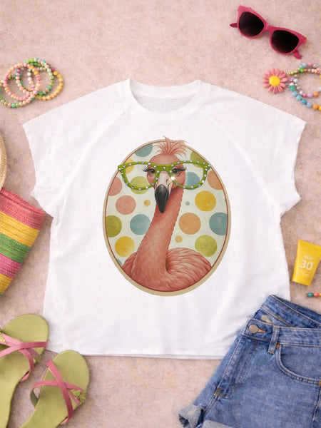 Flamingo Rhinestone Specs Top