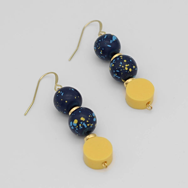 Yellow & Blue Speckled Earrings