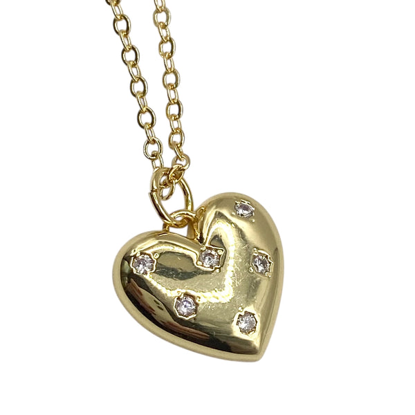 Gold Crystal Heart Necklace