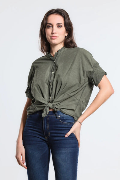 Lucia Tie Front Top Army