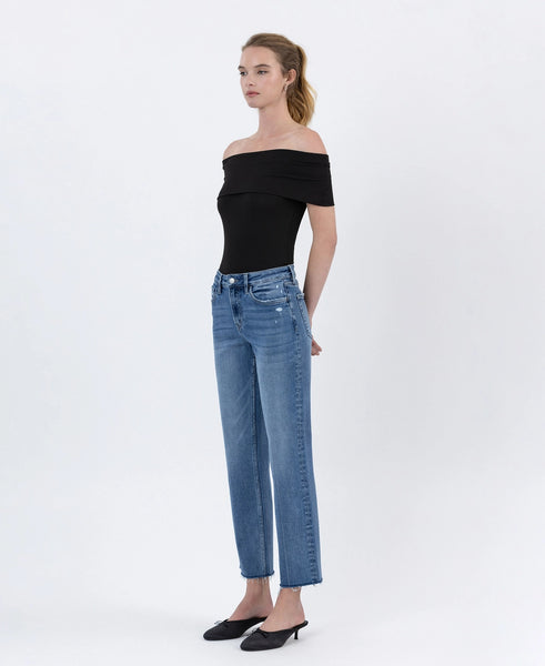 High Rise Straight Ankle Jeans