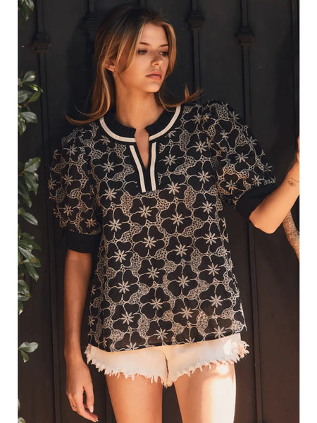 Black Embroidered Top