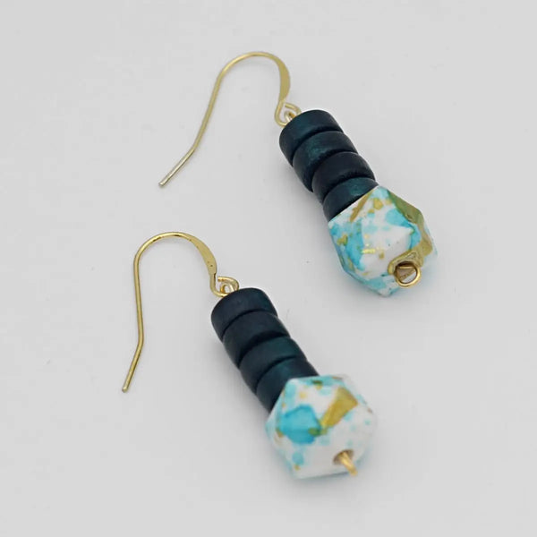 Blue and Gold Dottie Earrings