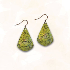 Green Doodle Petal Earrings