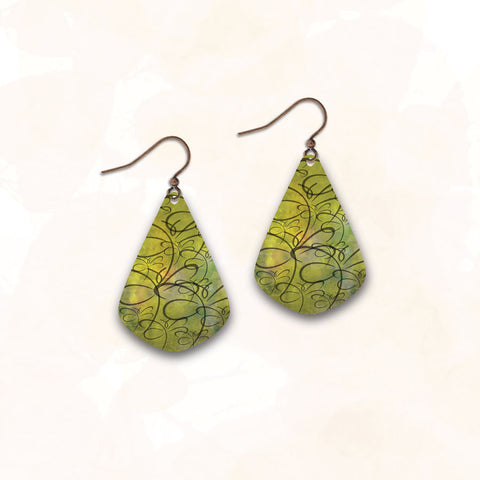 Green Doodle Petal Earrings