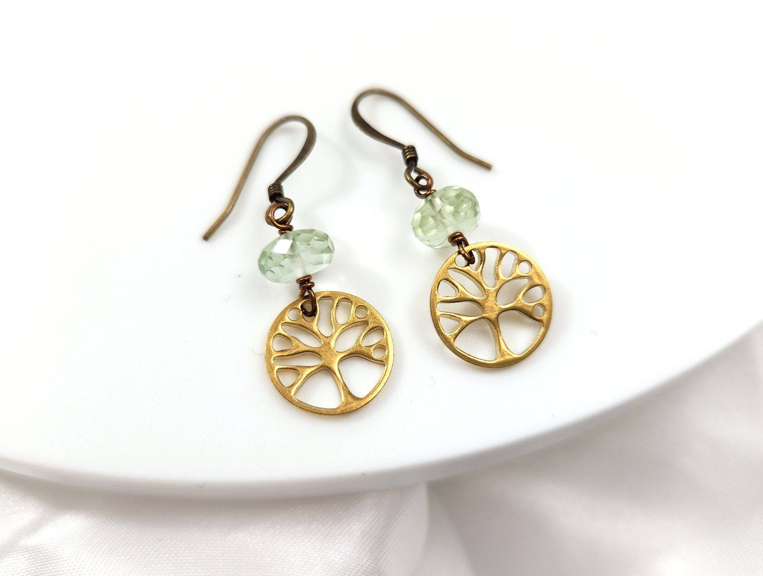 Green Amethyst Tree Earrings