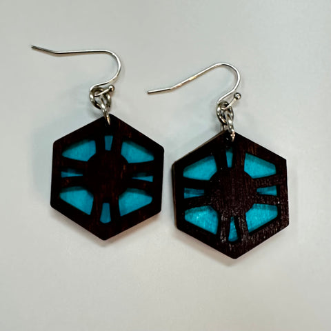 Blue Hexagon Earrings