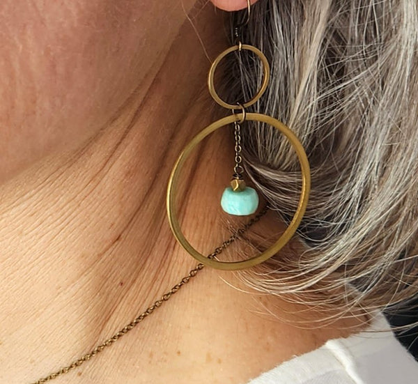 Amazonite Circle Earrings