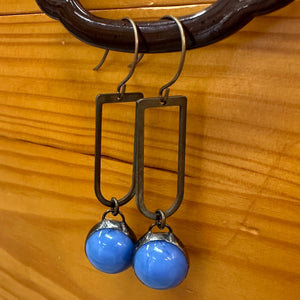 Blue Marble & Hoop Earrings
