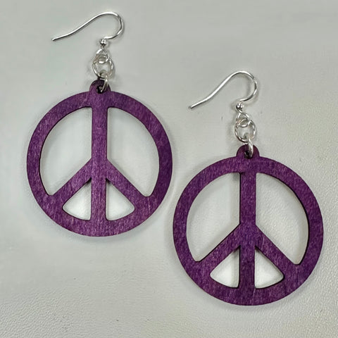 Peace Earrings Purple